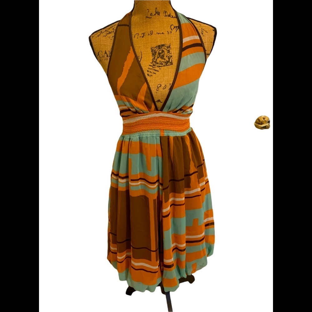 Womens Multicolored,Patchwork Double Zero Halter … - image 1